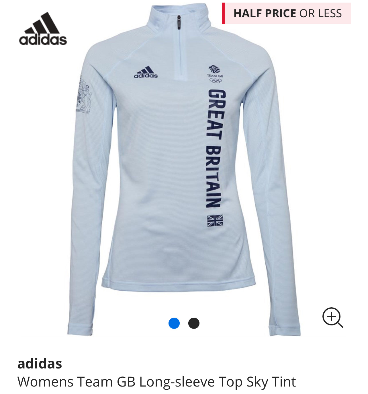 Mens Adidas GB long sleeve 1/2 zip tee