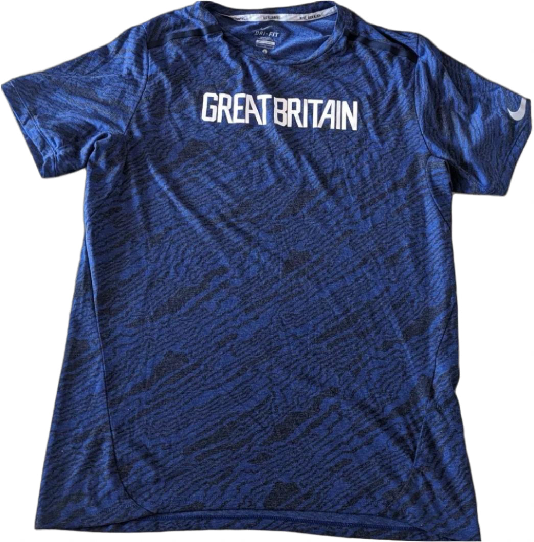 Mens Navy print GB Dri Fit  tee shirt
